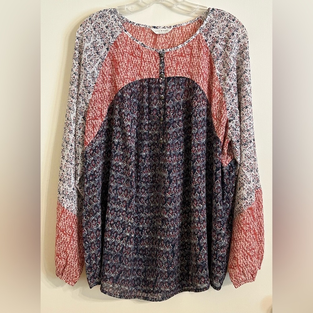 Lucky Brand Multicolor Patterned Sheer Blouse